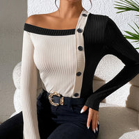Off-Shoulder Long Sleeve Knit Top
