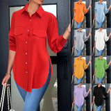SheRoar Polo Collar Cardigan – Loose Fit Long Sleeve Top, Extended Sizes