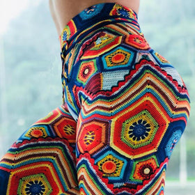 Colorful Jacquard High-Waist Print Sports Yoga Pants