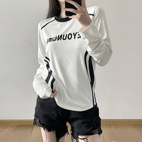 Letter Print Knit Pullover