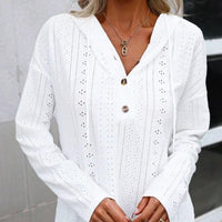 Women's Hollow Knit Long-Sleeve Sweater