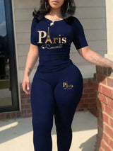 Printed T-Shirt & Ankle-Length Pants Set.