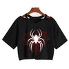 Spider Graphic Print V-Neck Cropped Short-Sleeve Tee