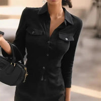 Slim Fit Three-Quarter Sleeve Blouse | Office & Streetwear Top