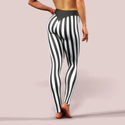 High-Waist Black & White Stripe Seamless Legging