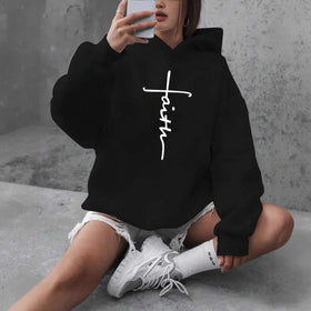 Womens Hoodie With American Cross Print
